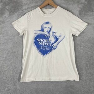 Sabrina Carpenter Short n Sweet Tour Shirt Womens Small White 2024 Concert Pop